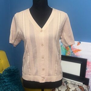 Tan Short Sleeve Cardigan size small
